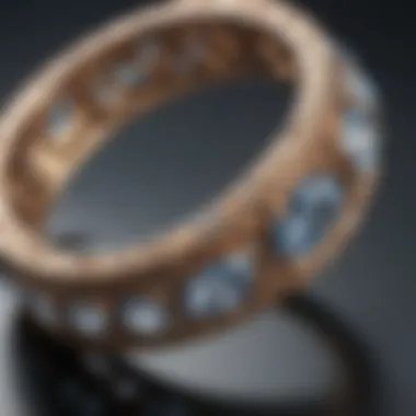 Close-up of the intricate craftsmanship of a floating eternity ring