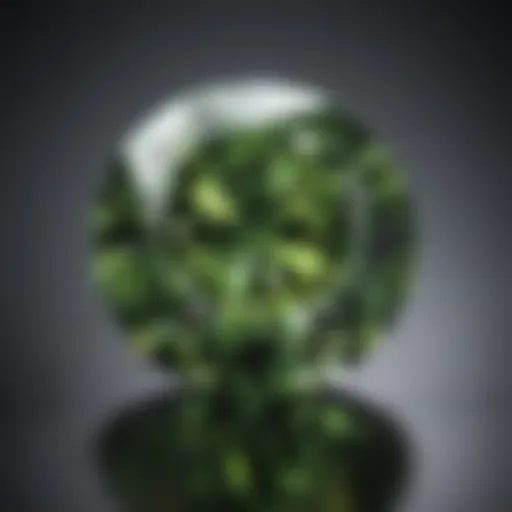 A brilliant green lab-grown diamond under soft lighting, showcasing its vibrant hues.