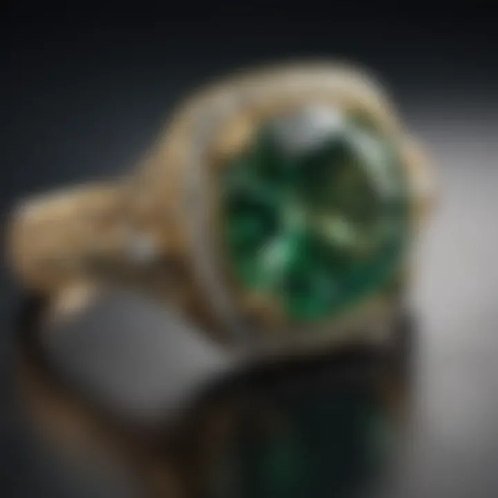 An elegant piece of jewelry featuring green lab-grown diamonds, highlighting its modern design.