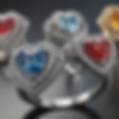 Artistic arrangement of Hearts and Arrows diamond rings emphasizing their unique design