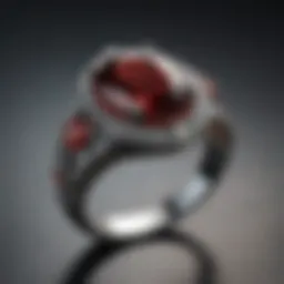 Stunning garnet birthstone ring highlighting its deep red hues