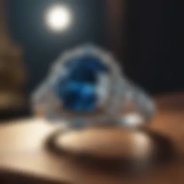 A beautiful setting for a lab-created blue diamond ring