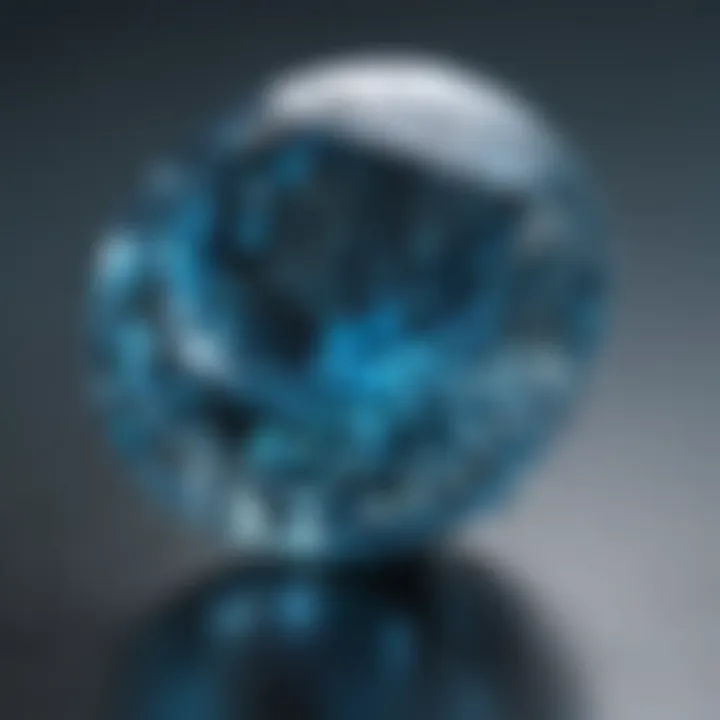 Blue topaz stone with intricate facets reflecting light