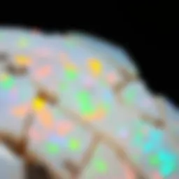 A close-up view of potch opal showcasing its unique play of colors
