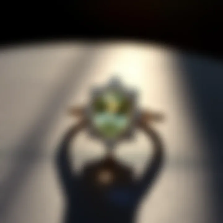 Elegant ring displayed on a textured surface