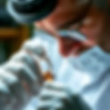 Jeweler examining a ring with specialized tools