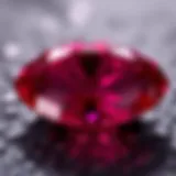 A close-up view of a ruby gemstone showcasing its vibrant red hue