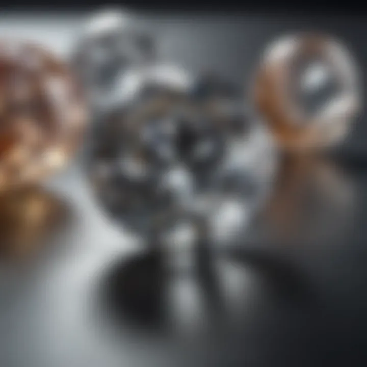 Diverse settings of 2.1 carat diamonds in contemporary jewelry