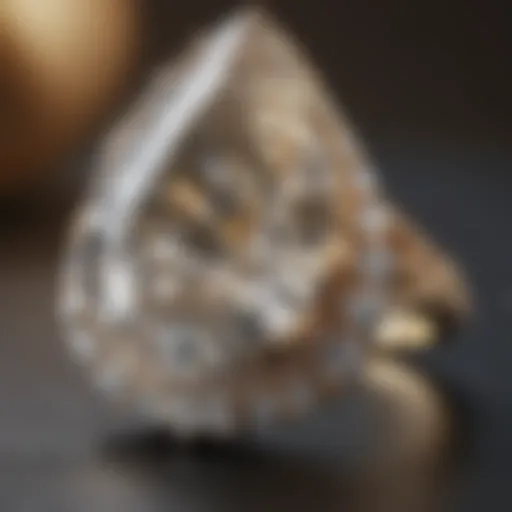 Close-up view of a pear-shaped diamond ring showcasing its brilliance.