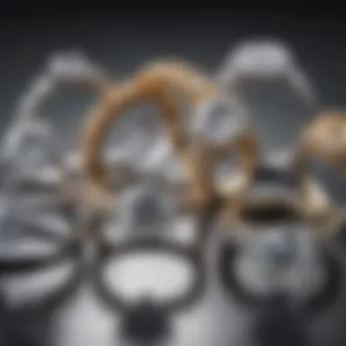 Diverse styles of solitaire diamond rings displayed together