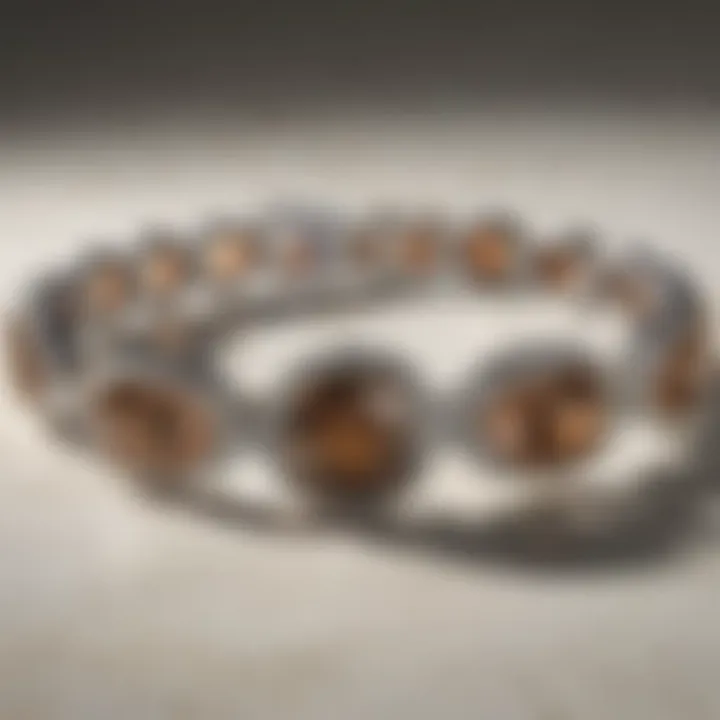 A luxurious brown diamond bracelet displayed elegantly on a marble surface.