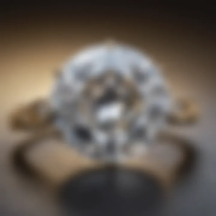 Close-up of a 2k moissanite ring reflecting light, highlighting its unique facets.