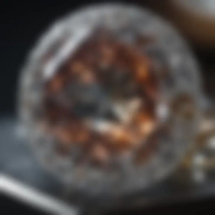 A close-up view revealing the intricate inclusions and clarity of an Old Euro Diamond