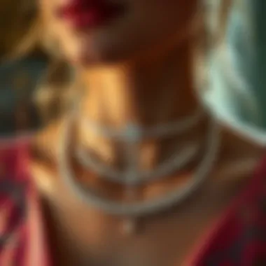 Stylish arrangement of diamond chokers for various occasions