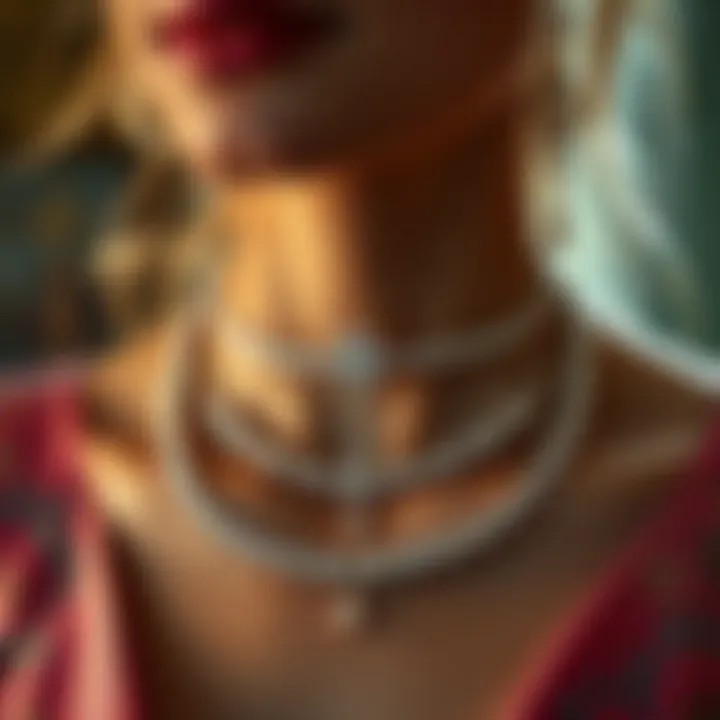 Stylish arrangement of diamond chokers for various occasions