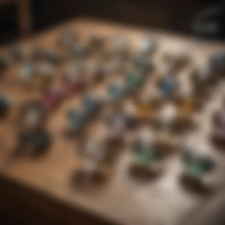Different types of loupes displayed on a wooden table