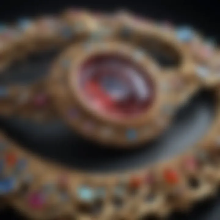 Close-up of intricate jewelry pieces