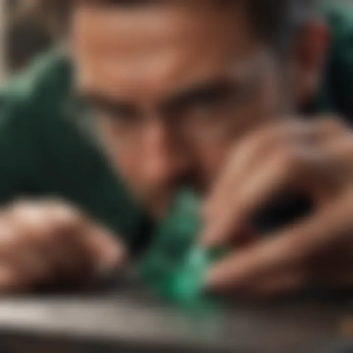 A skilled artisan expertly cutting an emerald to enhance its brilliance