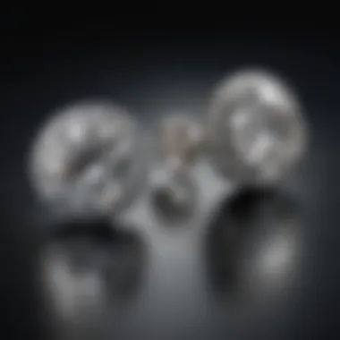 An elegant display of various average size diamond stud earrings on a velvet background.