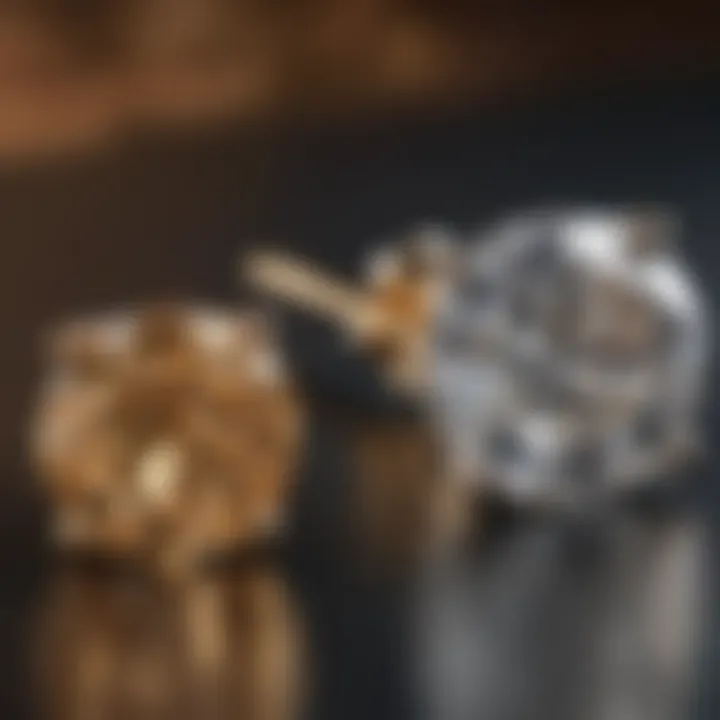 A side-by-side comparison of diamond quality grades represented in stud earrings.