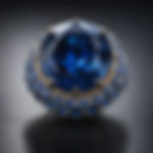 Close-up view of a Montana Yogo Sapphire showcasing its vibrant blue hue and clarity.