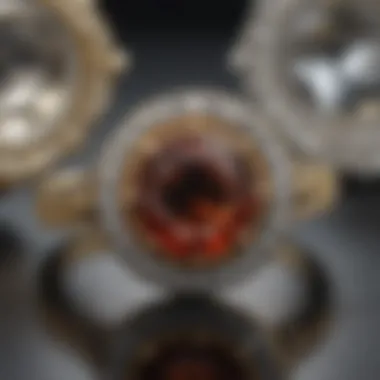 An artistic depiction of the historical evolution of bezel settings in jewelry.