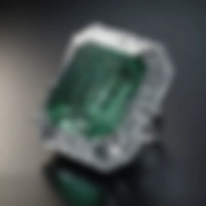 An elegant depiction of an emerald cut diamond highlighting its step-cut design