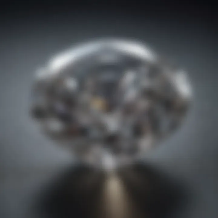 Close-up view of a four-prong platinum setting showcasing a diamond