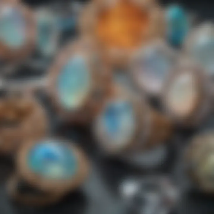 Artistic arrangement of different opal types highlighting their unique textures