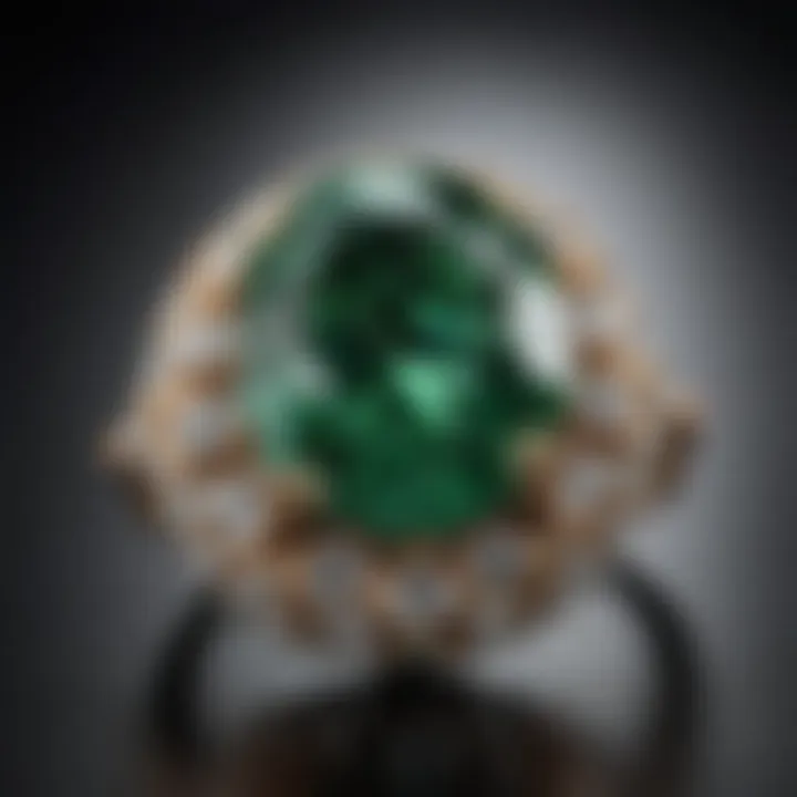 A piece of contemporary jewelry featuring a stunning green diamond