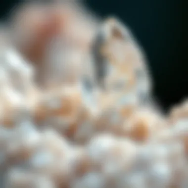 Crystalline Structure of Mineral Gemstones A close-up view showcasing the crystalline structure of a mineral gemstone.