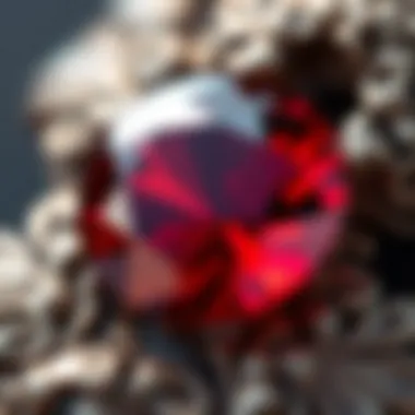 A stunning close-up of a garnet gemstone showcasing its deep red hues and clarity