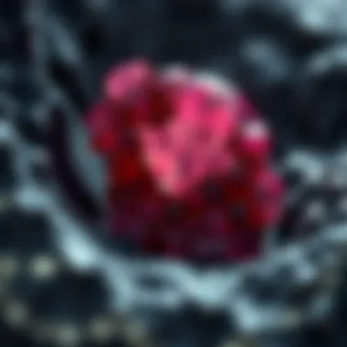 An artistic representation of garnet's geological formation within the earth