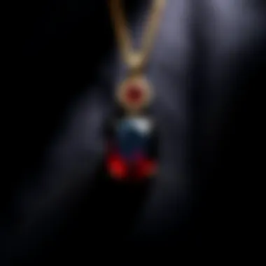 A beautifully crafted garnet pendant displayed elegantly on a dark velvet background
