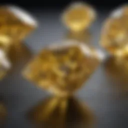 A close-up view of a brilliant yellow diamond showcasing its unique color and clarity.