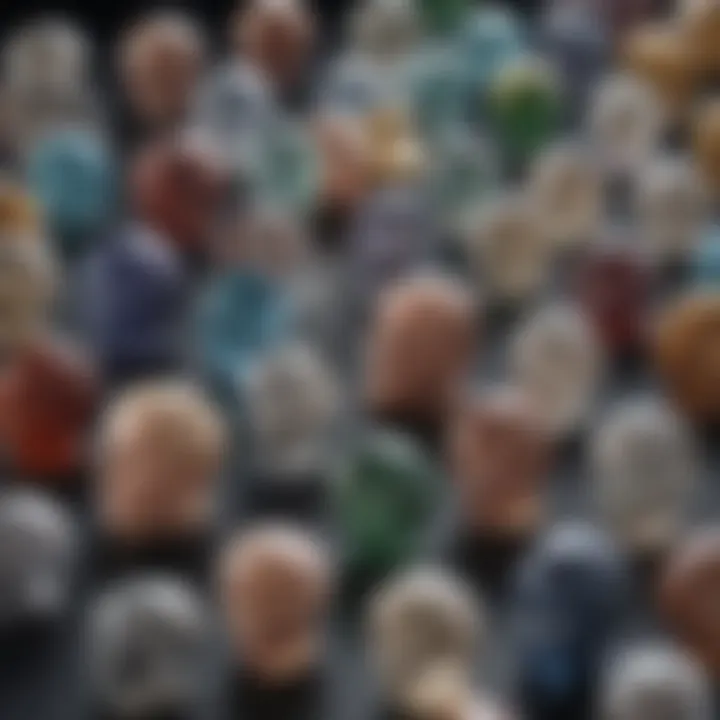 Different types of magnifying heads displayed