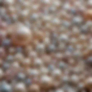 A display of various pearl types, emphasizing their diversity in shape, color, and size, reflecting their cultural significance.