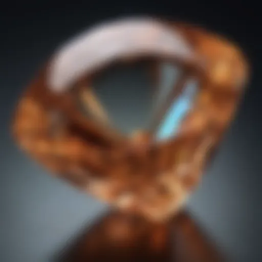 A close-up view of a brilliant topaz gemstone reflecting light