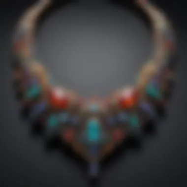 Artistry in Jewelry: Precious Stone Necklace A beautifully crafted necklace adorned with various precious stones, embodying artistic craftsmanship.
