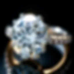 A close-up view of a sparkling diamond ring