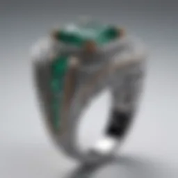 Intricate emerald right hand ring showcasing its unique craftsmanship