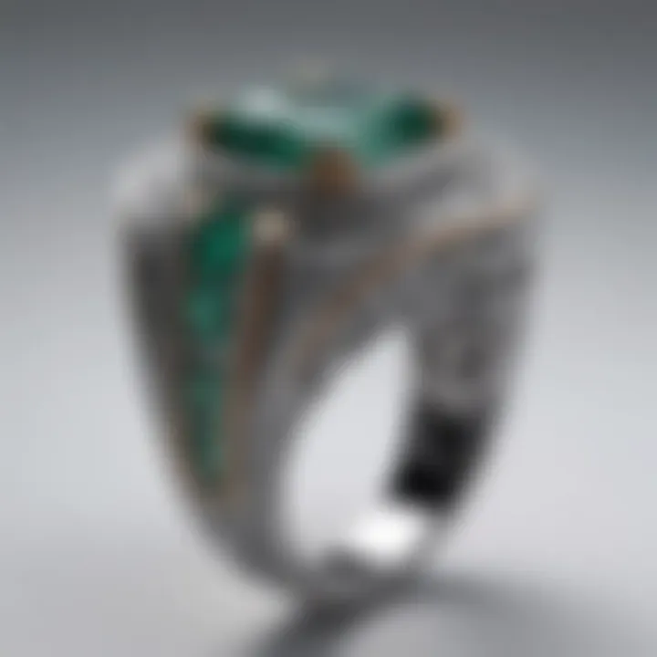 Intricate emerald right hand ring showcasing its unique craftsmanship