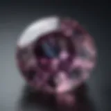 Close-up view of a four carat alexandrite gemstone showcasing its color-changing properties