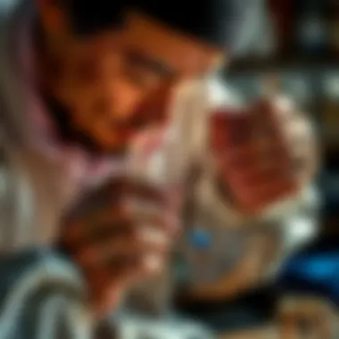 An artisan meticulously crafting a sapphire jewelry piece
