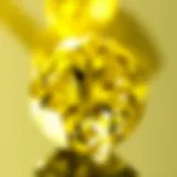 Close-up view of a yellow diamond showcasing its vibrant color and clarity