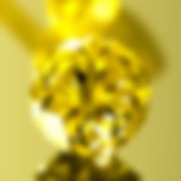 Close-up view of a yellow diamond showcasing its vibrant color and clarity