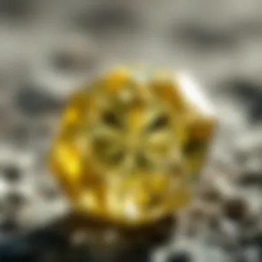 Natural yellow diamond in its rough form, highlighting its geological origins
