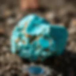 Close-up of a raw turquoise stone highlighting its unique color and texture
