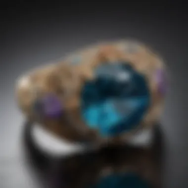 Close-up view of a vintage gemstone ring showcasing intricate design and craftsmanship