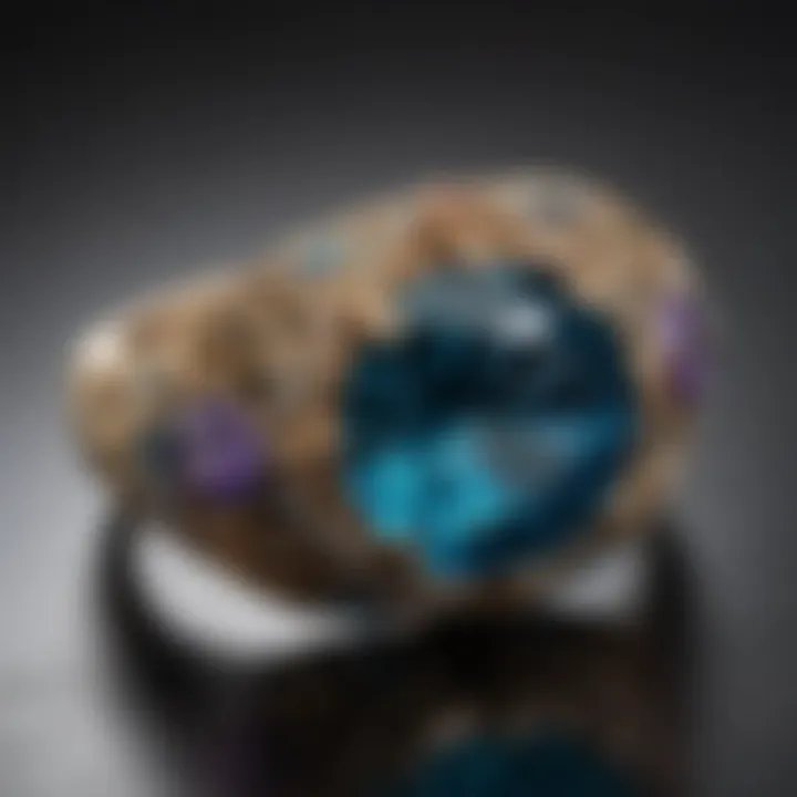 Close-up view of a vintage gemstone ring showcasing intricate design and craftsmanship